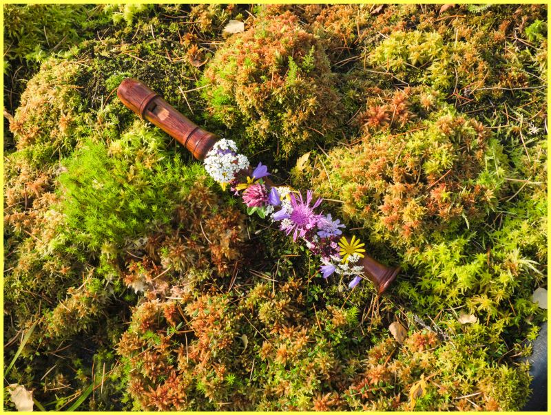 Flöte mit Blumen